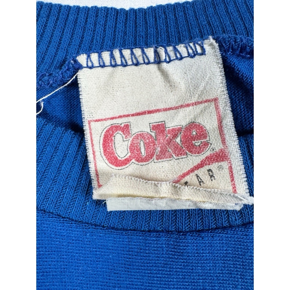 Vintage 80s Coke Is It Long Sleeve Shirt One Size Blue Stripe Coca Cola USA - Picture 2 of 5